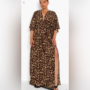 Leopard Print batwing maxi dress